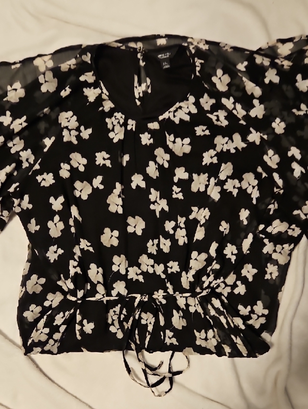 Simply Vera Vera Wang Black Maxi Dress with White Floral Print - Picture 3 of 6